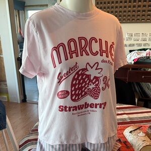 Arche Pink Tee with Red Strawberry Graphic